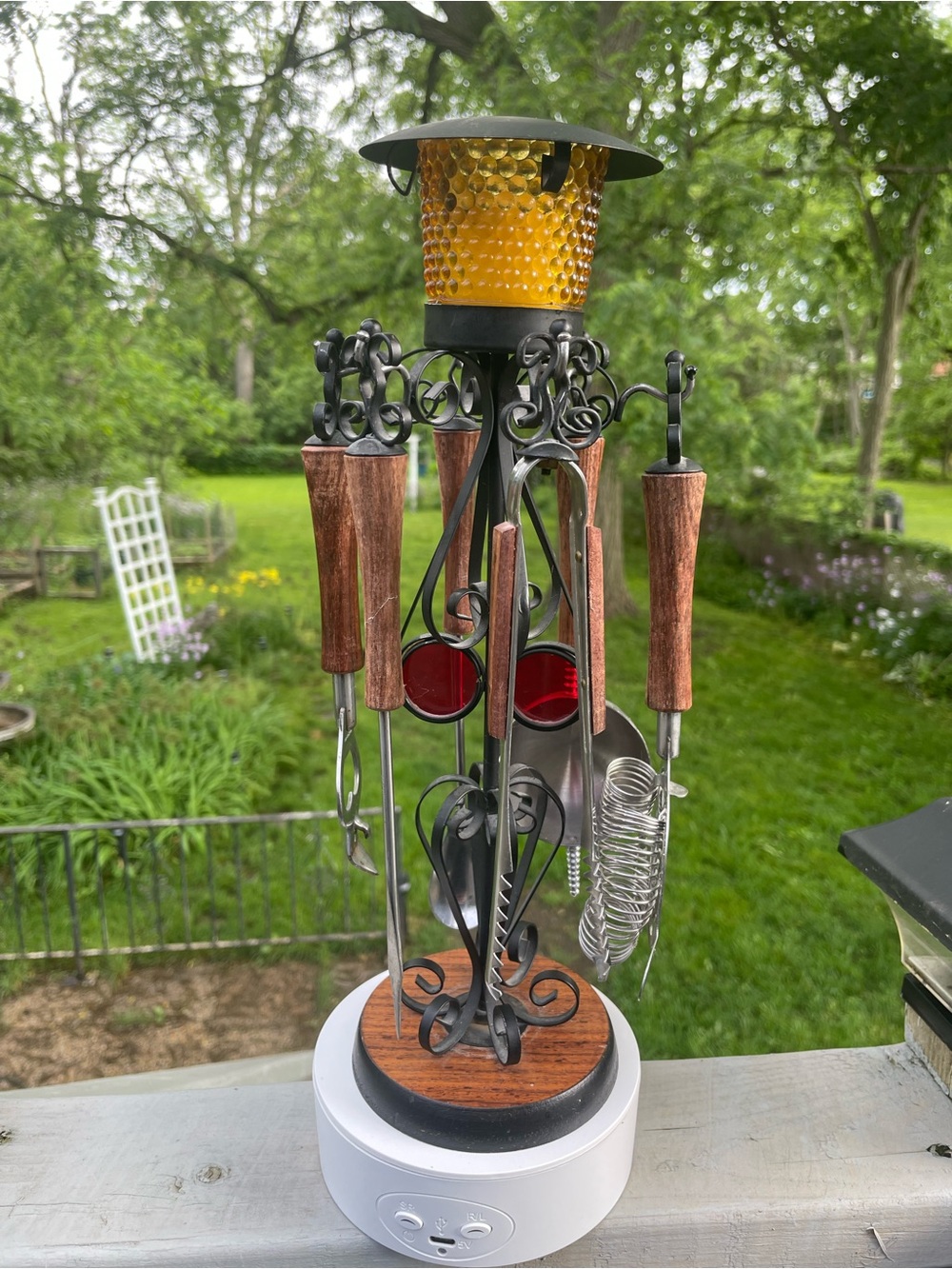 Vintage Hanging Bar Utensil Set with Tea Light Spanish/Castle Core